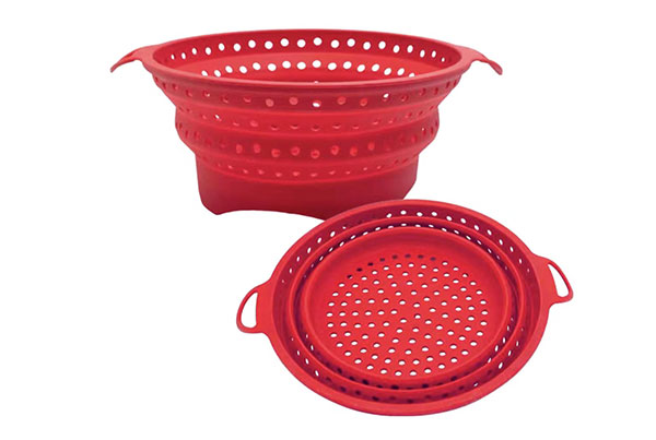 Silicone Foldable Basket with Metal Rim Over Molding Completely, no fixed pin is necessary.